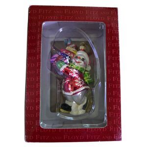 Fitz and Floyd Glass Snowman Ornament In Original Red Box Holiday Decor